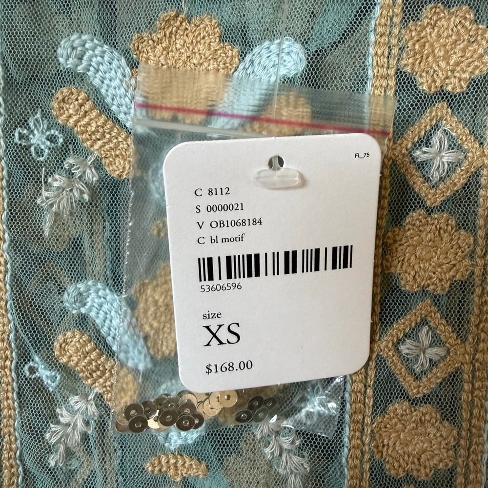 Free People Embroidered Blue and Gold Maxi Dress - Picture 5 of 6